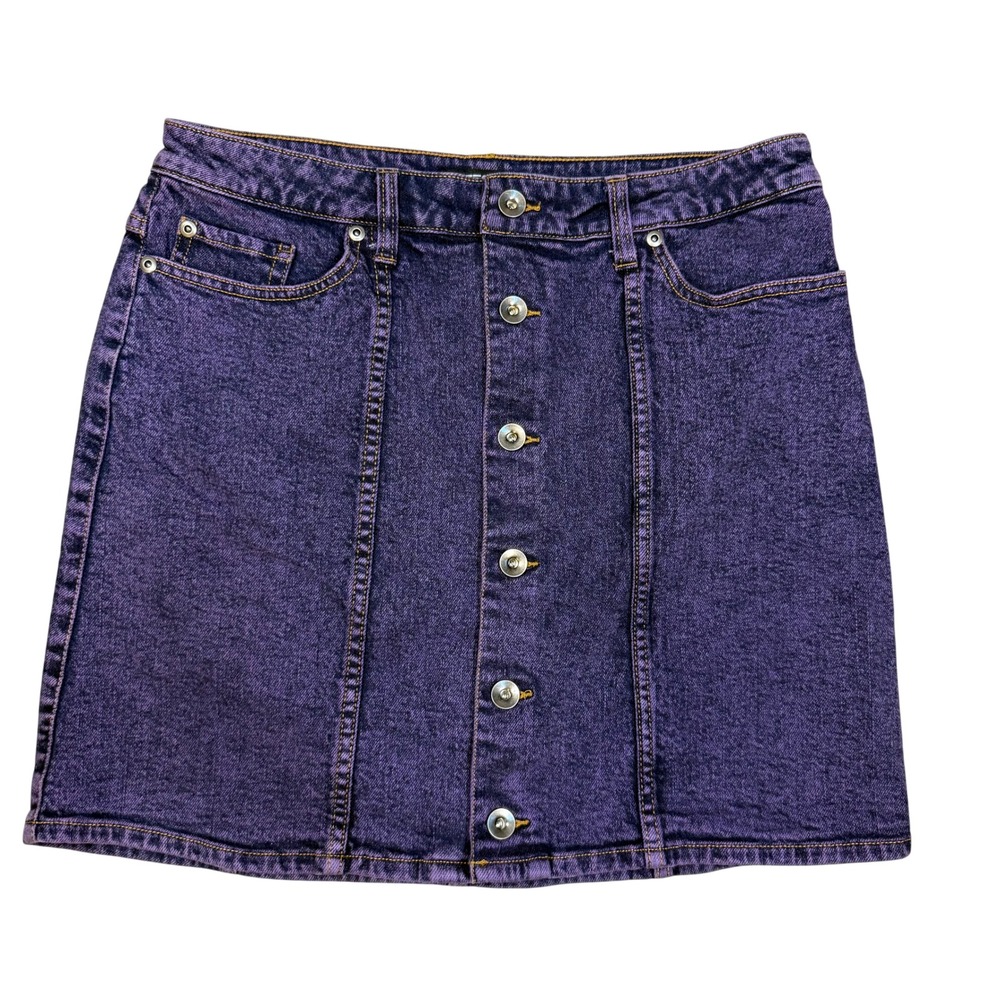 Hot Topic Mall Goth Grunge Indie Punk Y2K Purple Denim Button Front Mini Skirt L
